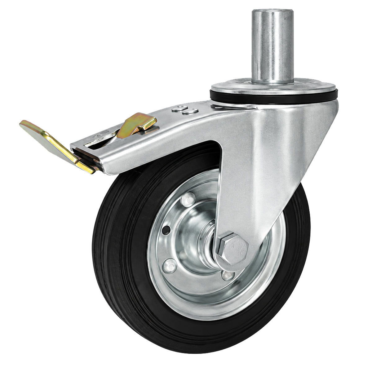 Metall-Gummiräder mit Befestigungsstift und Bremse Lenkrollen  Ø160 mm Code: 46H*32