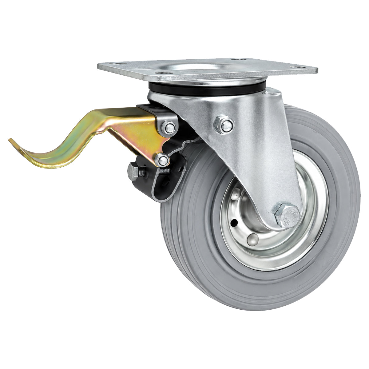 Metall-Gummiräder mit Befestigungsplatte und Bremse Lenkrolle Ø180 mm Code: 55SH