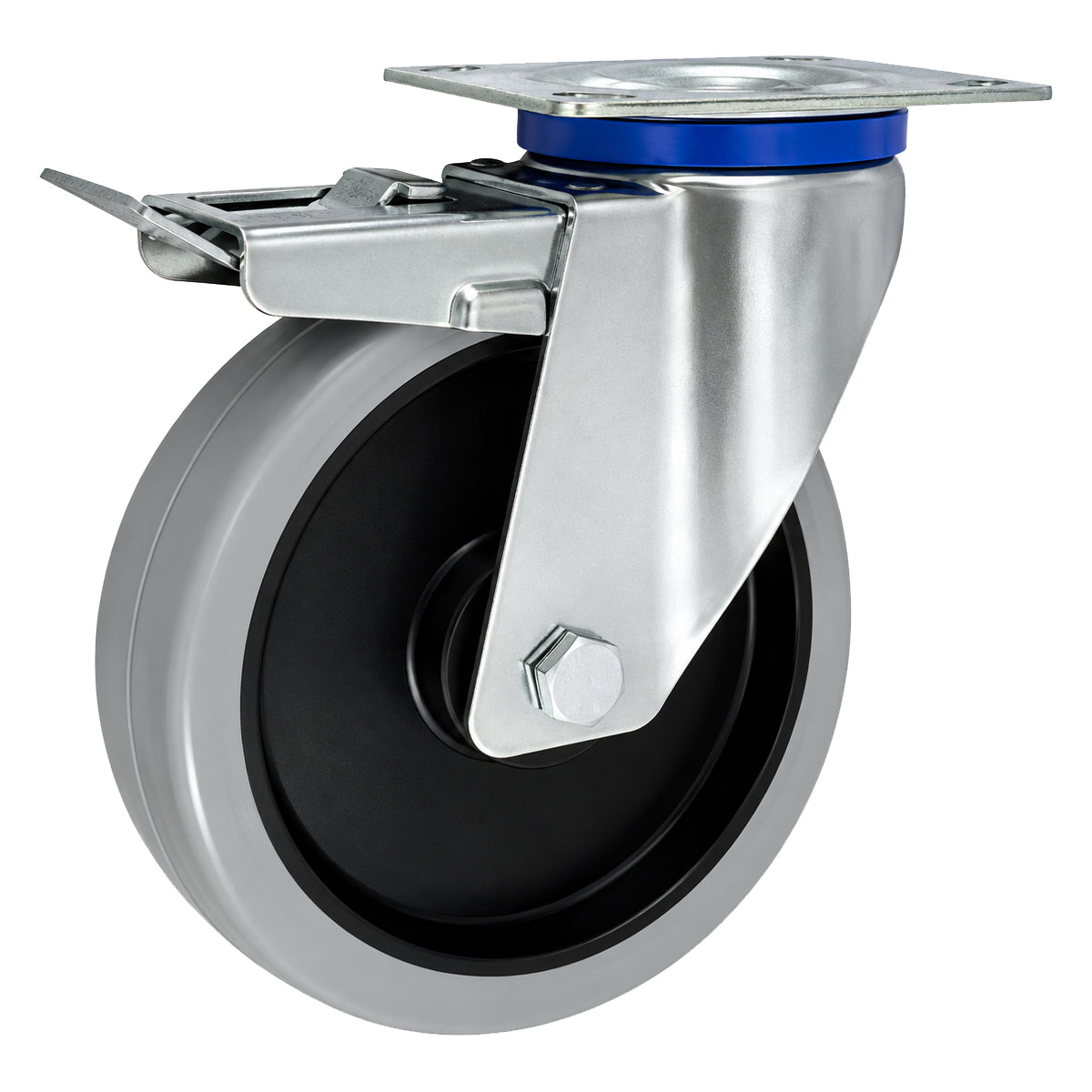 Polypropylen-Polyurethan-Rad mit schwenkbarem Gehäuse und Bremse für Transportwagen und Industrieanwendungen Ø200 mm Code: 65PPUŁXH