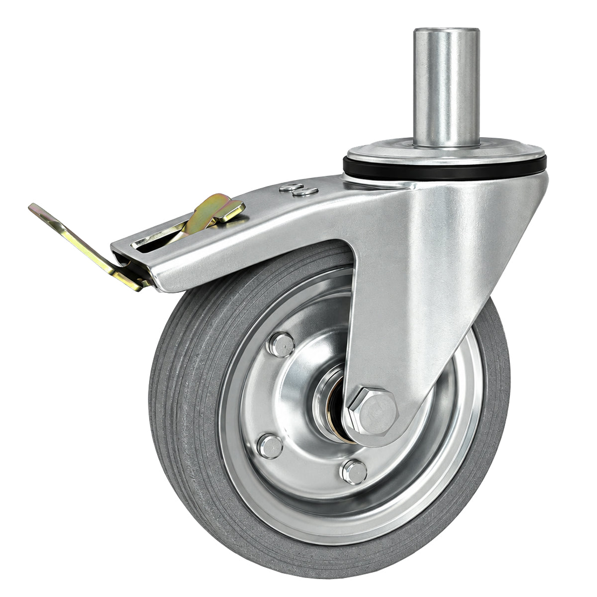Metall-Gummiräder mit Befestigungsstift und Bremse Lenkrollen  Ø160 mm Code: 46NSH*32