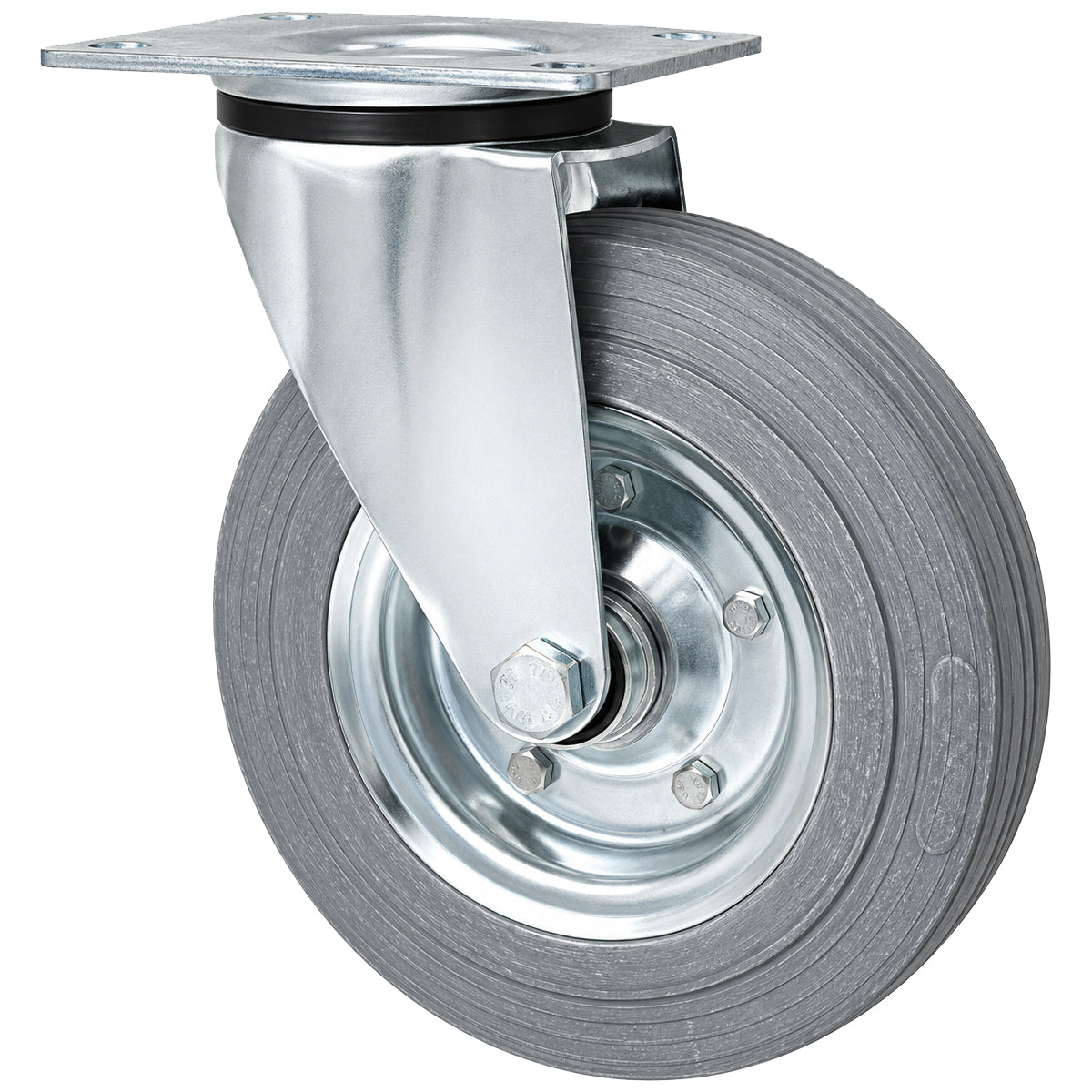 Metall-Gummiräder mit Befestigungsplatte Lenkrolle Ø200 mm mit Platte Code: 62NS