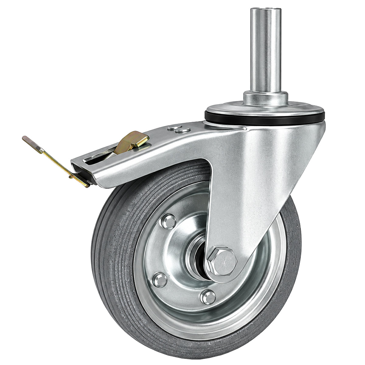 Metall-Gummiräder mit Befestigungsstift und Bremse Lenkrollen  Ø160 mm Code: 46NSH*28