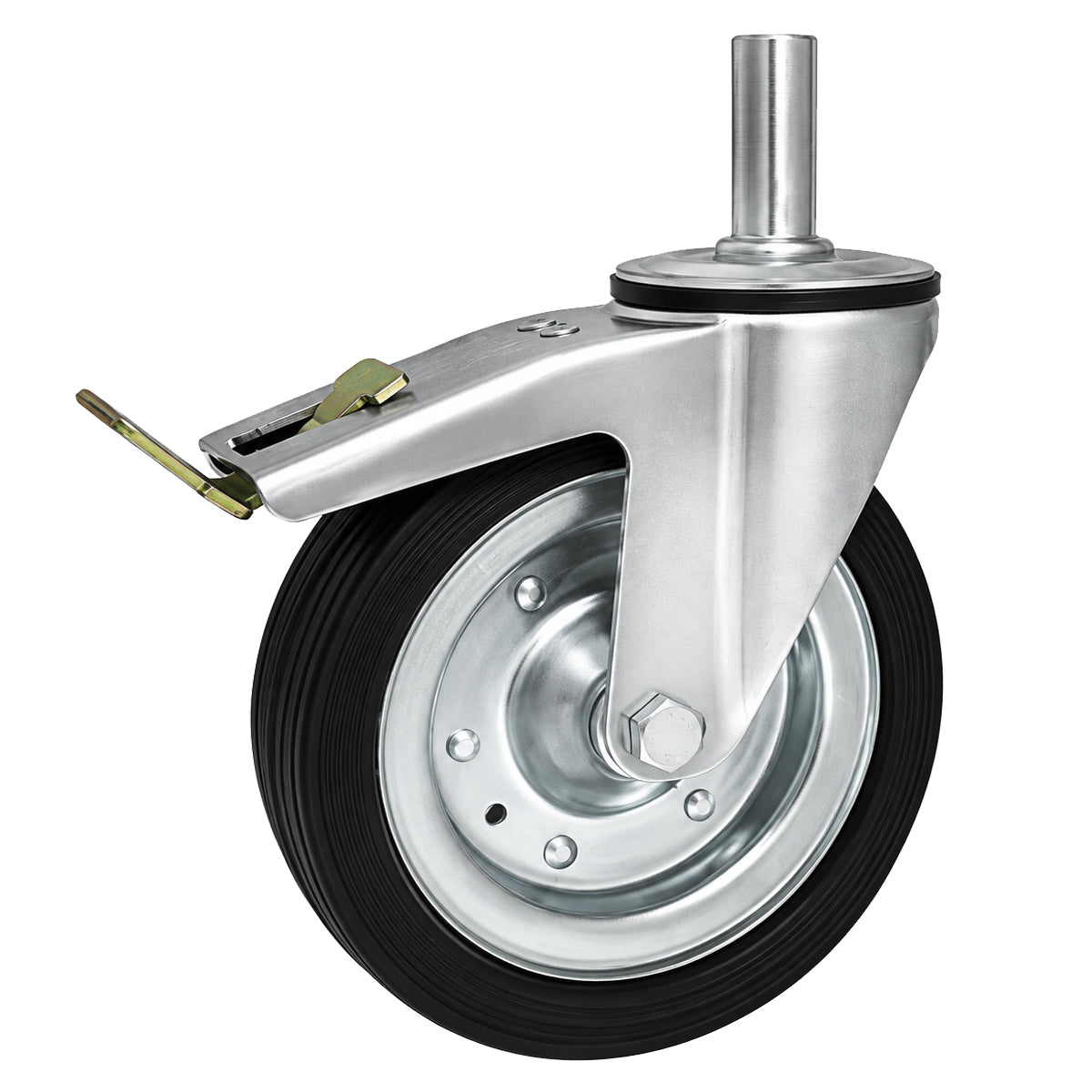 Metall-Gummiräder mit Befestigungsstift und Bremse Lenkrollen  Ø200 mm Code: 66FH*25