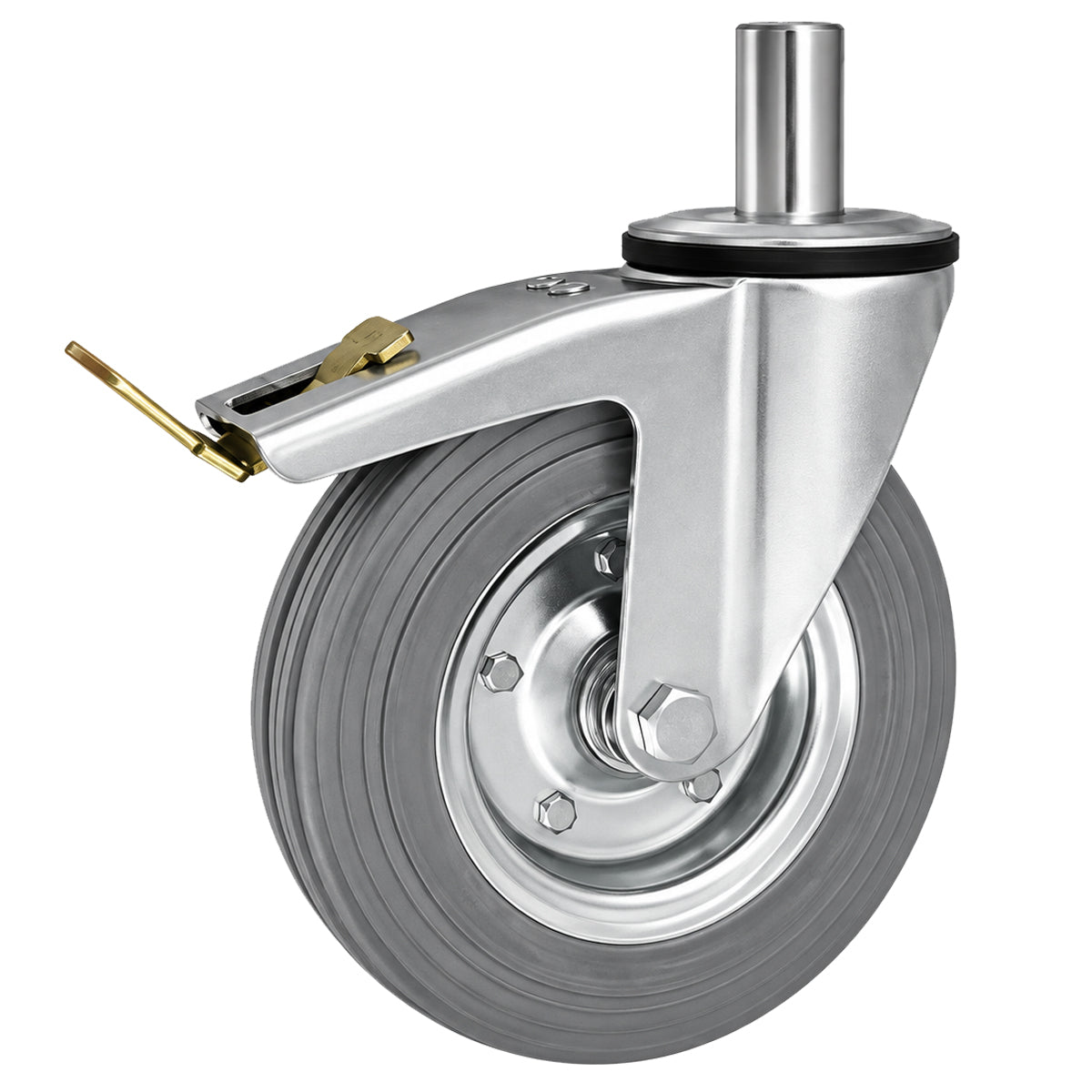 Metall-Gummiräder mit Befestigungsstift und Bremse Lenkrollen  Ø200 mm Code: 66NSH*32