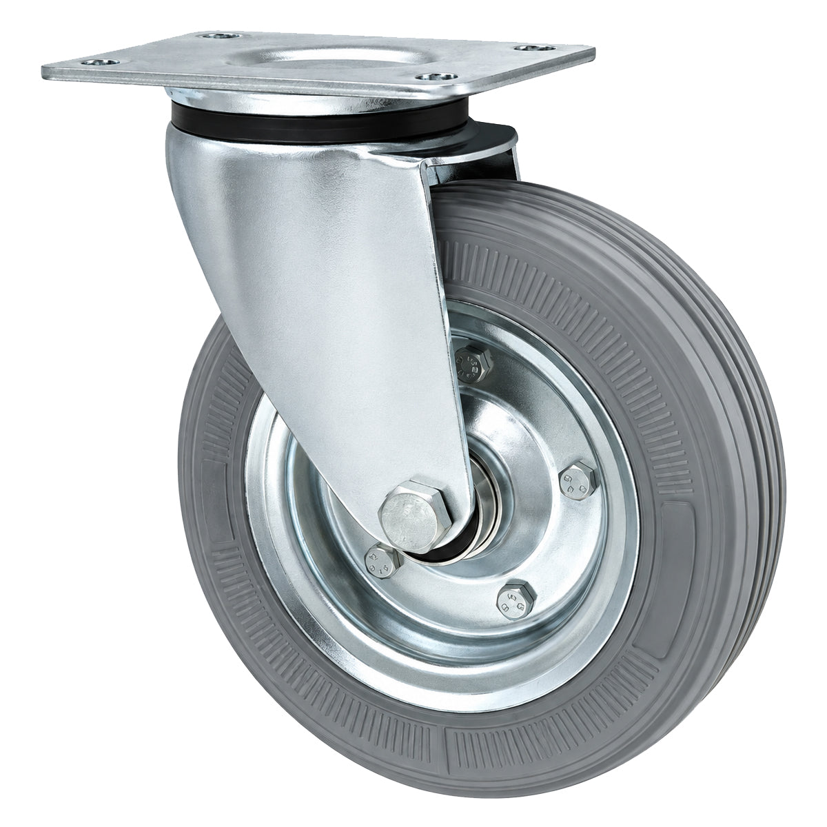 Metall-Gummiräder mit Befestigungsplatte Lenkrolle Ø180 mm mit Platte Code: 52NS