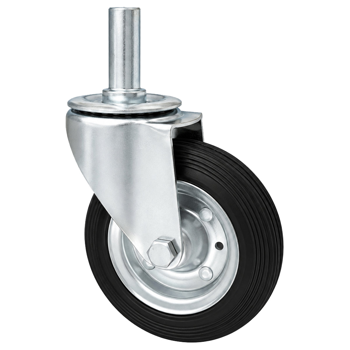 Metall-Gummiräder mit Befestigungsstift Lenkrollen Lenkrollen Ø160 mm Code: 44*25