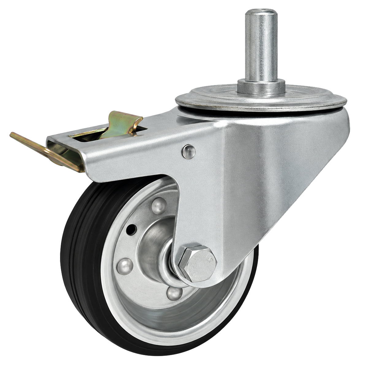 Metall-Gummiräder mit Befestigungsstift und Bremse Lenkrollen  Ø80 mm Code: 7H*24