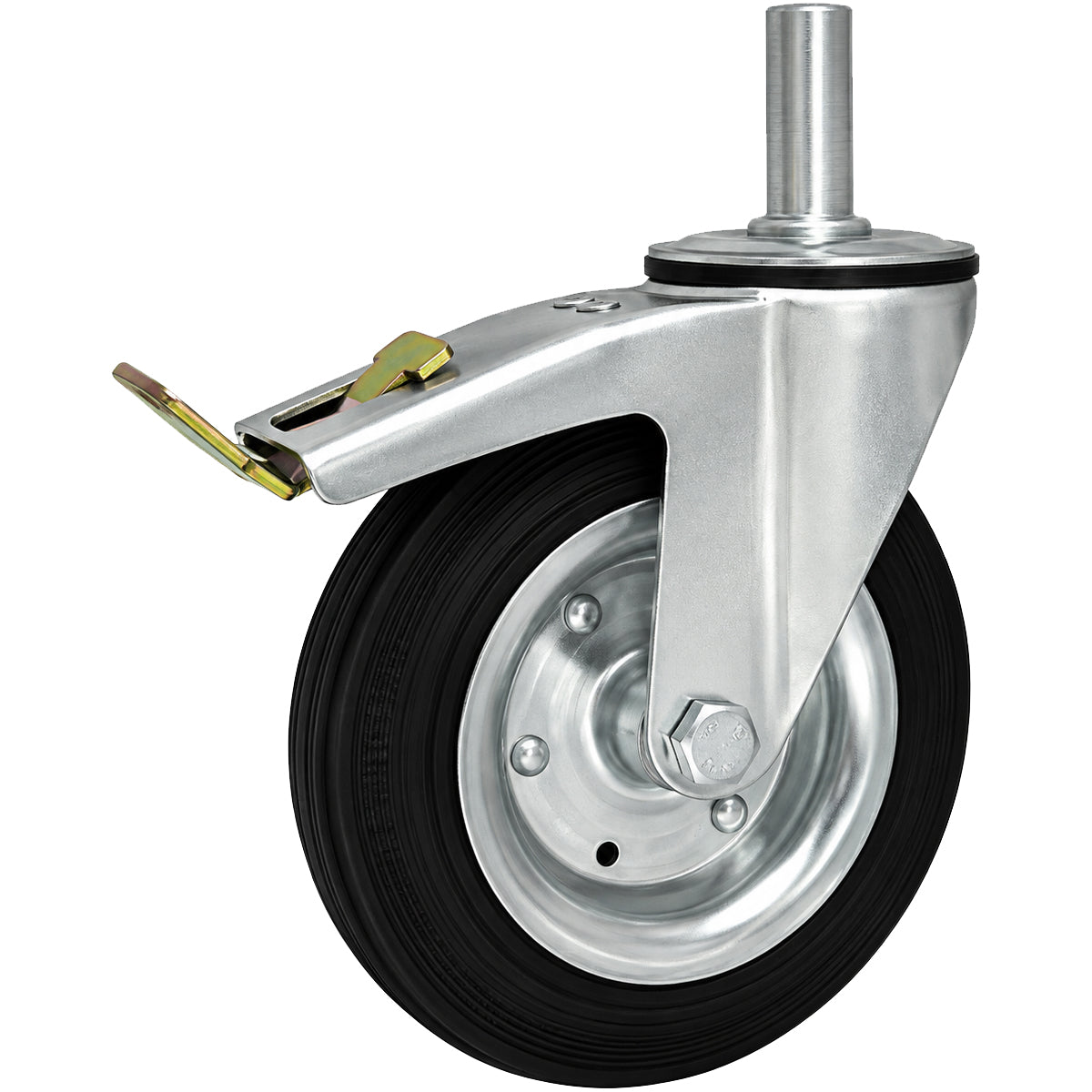 Metall-Gummiräder mit Befestigungsstift und Bremse Lenkrollen  Ø200 mm Code: 66H*27