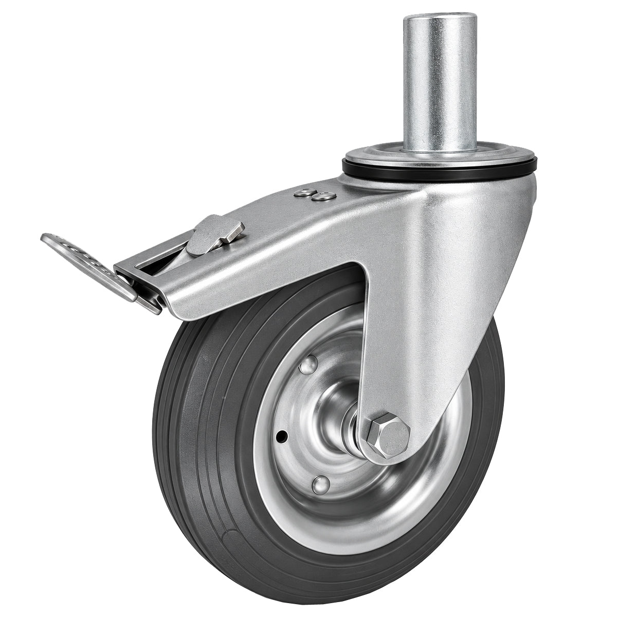 Metall-Gummiräder mit Befestigungsstift und Bremse Lenkrollen  Ø200 mm Code: 66SH*32