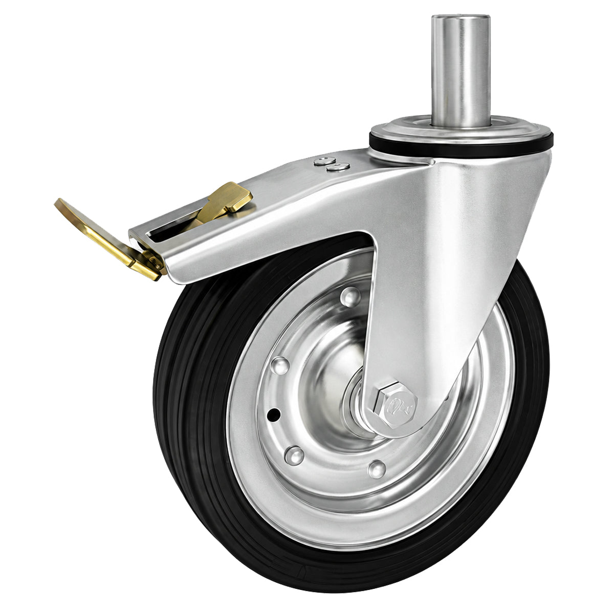 Metall-Gummiräder mit Befestigungsstift und Bremse Lenkrollen  Ø200 mm Code: 66FH*32