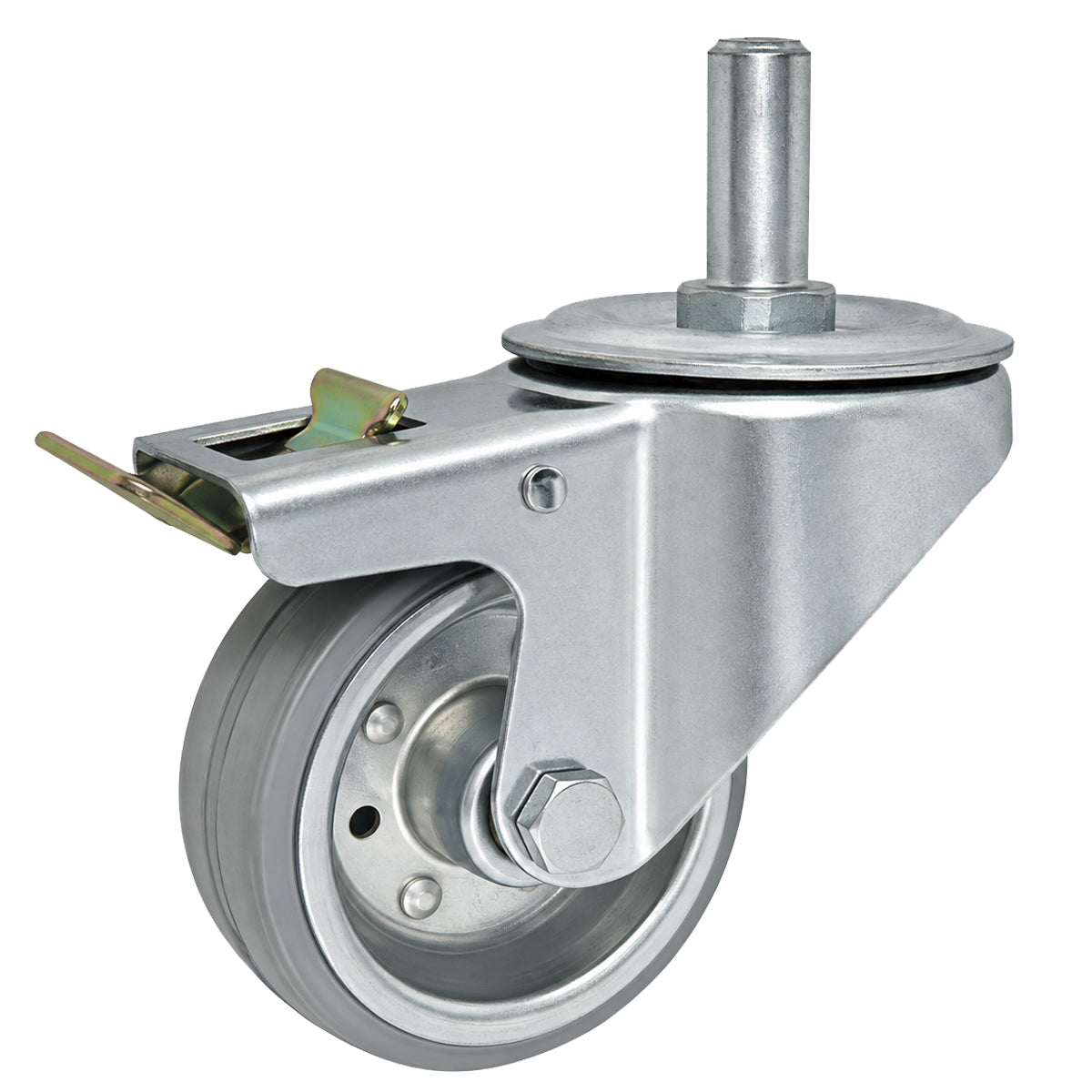 Metall-Gummiräder mit Befestigungsstift und Bremse Lenkrollen  Ø80 mm Code: 7SH*15