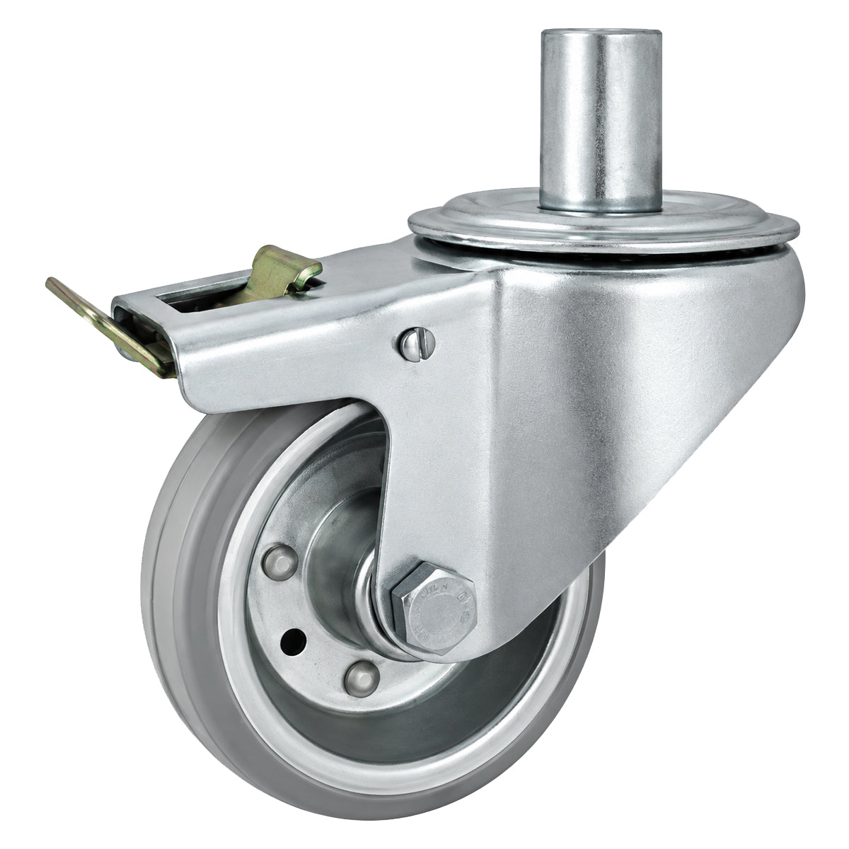 Metall-Gummiräder mit Befestigungsstift und Bremse Lenkrollen  Ø80 mm Code: 7SH*24