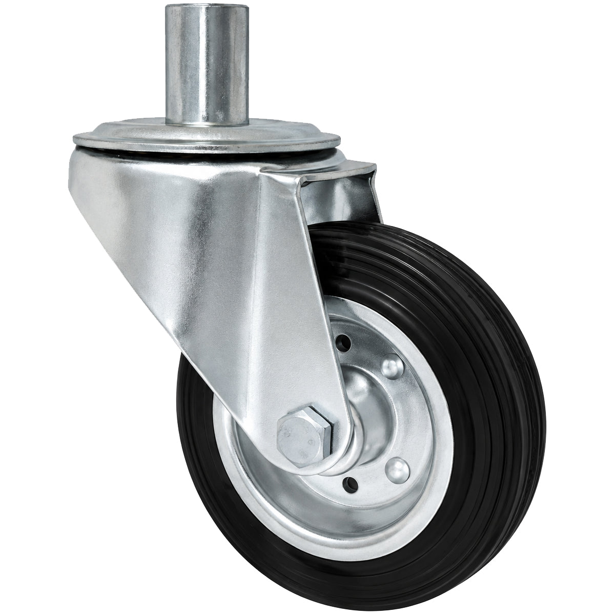Metall-Gummiräder mit Befestigungsstift Lenkrollen Lenkrollen Ø100 mm Code: 14*24