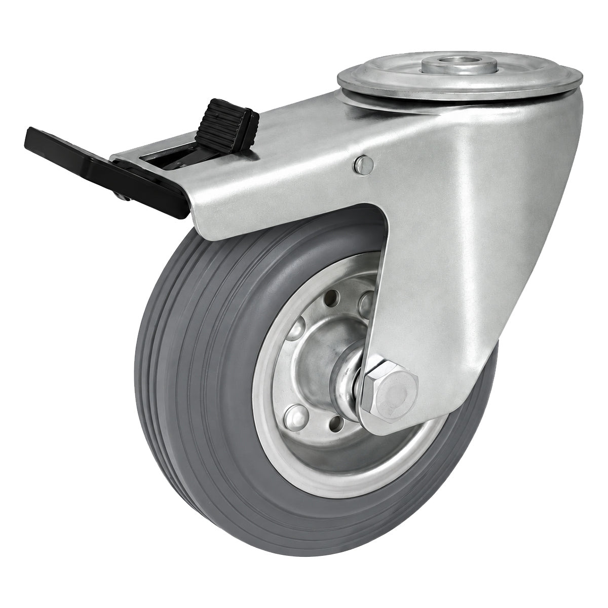 Metall-Gummiräder mit Befestigungsstift mit Zentralbohrung und Bremse Ø125 mm Code: 27MSH