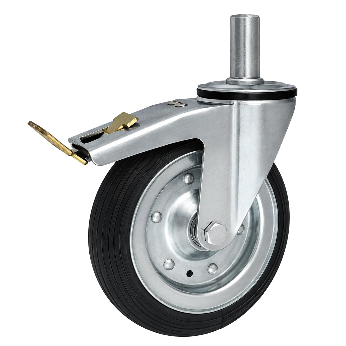Metall-Gummiräder mit Befestigungsstift und Bremse Lenkrollen  Ø200 mm Code: 66RH*28