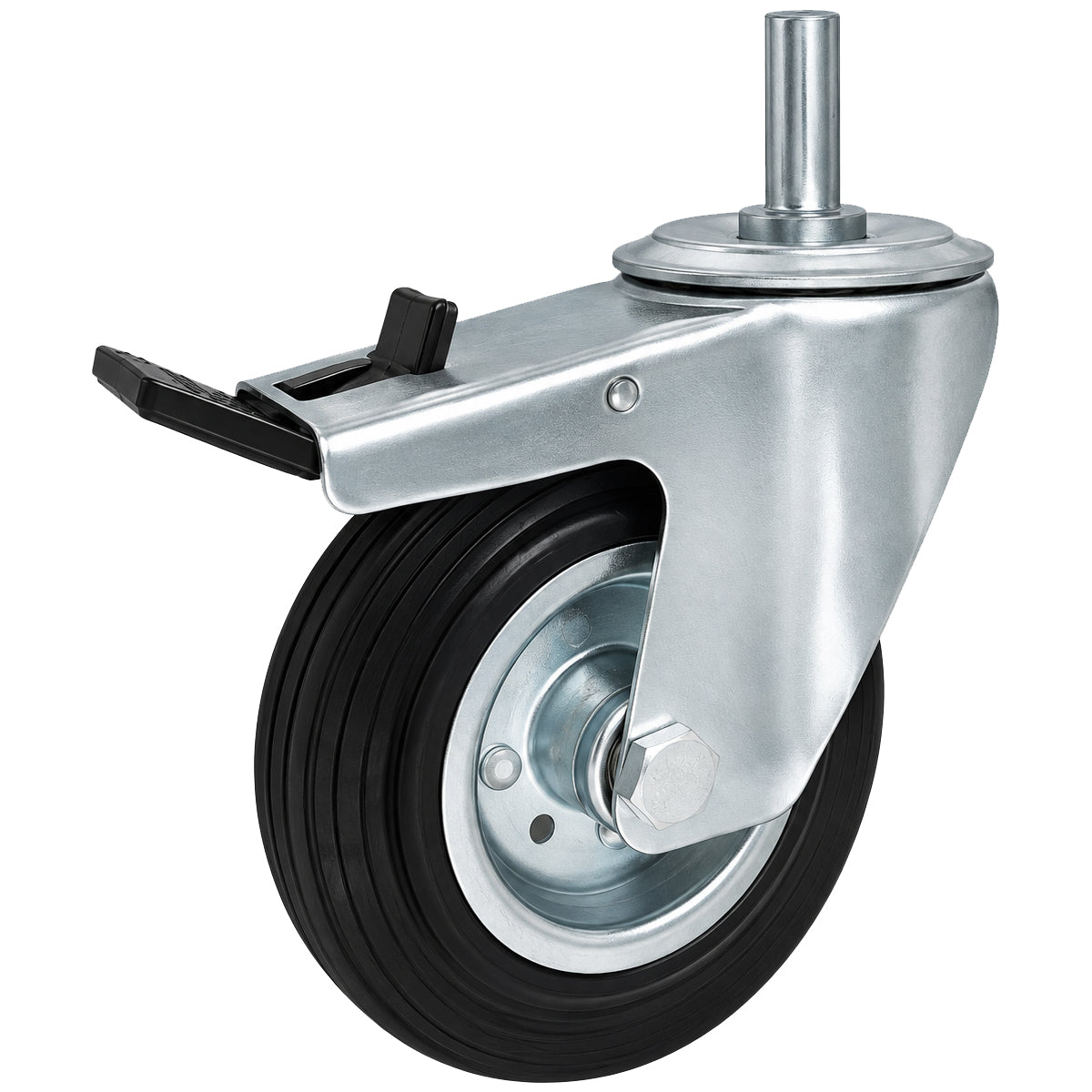 Metall-Gummiräder mit Befestigungsstift und Bremse Lenkrollen  Ø125 mm Code: 26MH*15