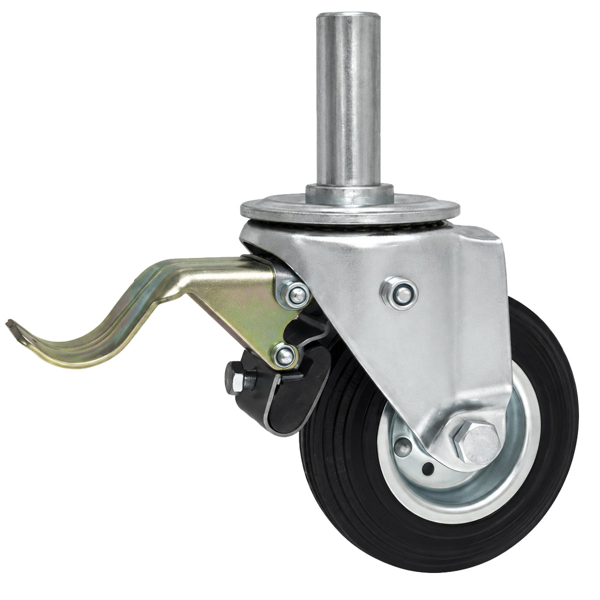Metall-Gummiräder mit Befestigungsstift und Bremse Lenkrollen  Ø125 mm Code: 26H*25