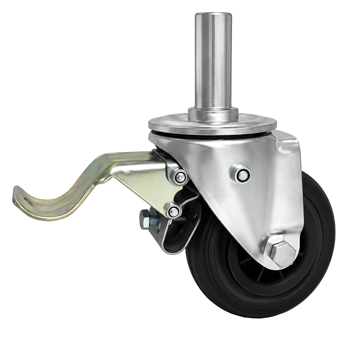 Kunststoff-Gummiräder mit Befestigungsstift und Bremse Lenkrollen  Ø125 mm Code: 26TH*25