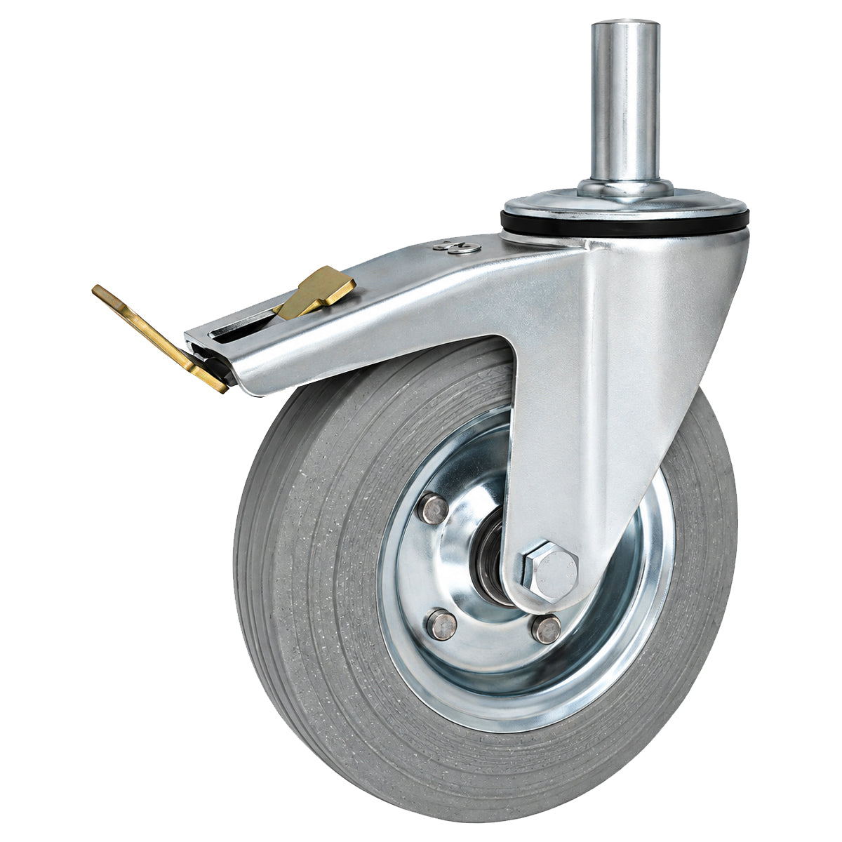 Metall-Gummiräder mit Befestigungsstift und Bremse Lenkrollen  Ø200 mm Code: 66NSH*27