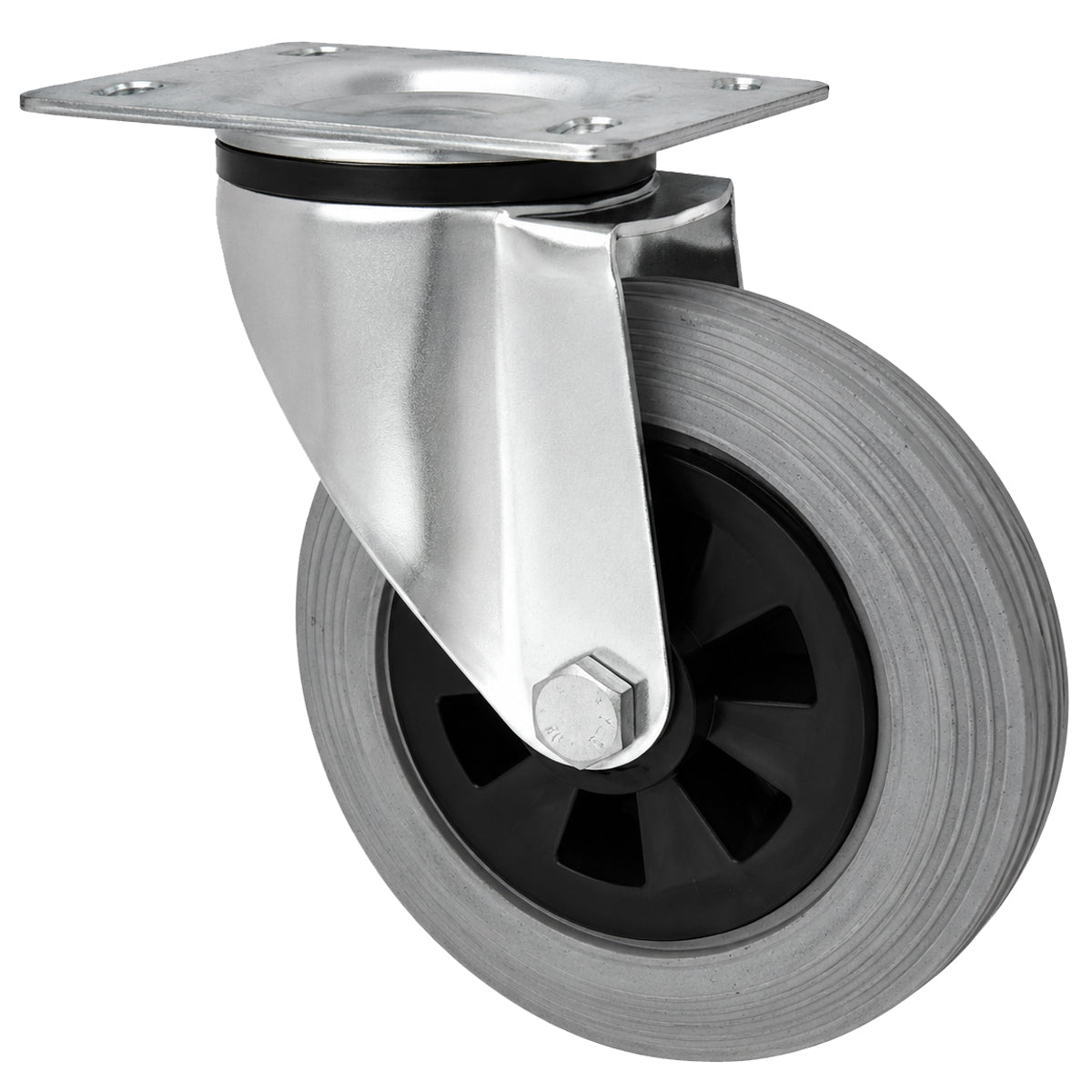 Kunststoff-Gummirrad mit Anschraubplatte Lenkrolle Ø160 mm mit Platte Code: 42TS