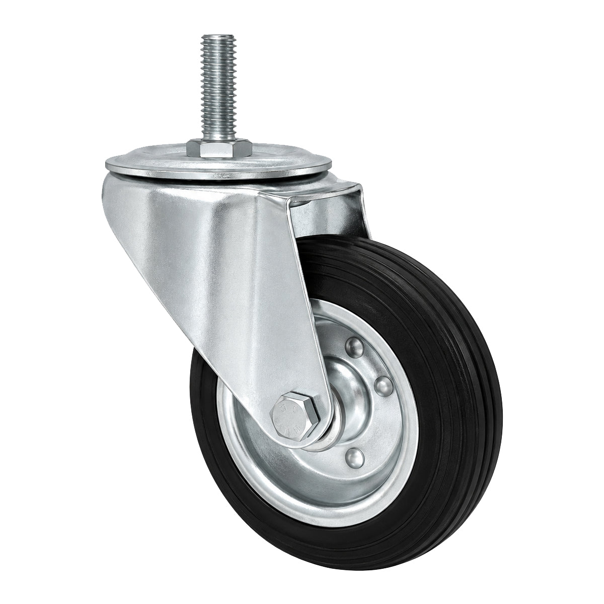 Metall-Gummiräder mit Befestigungsstift Lenkrollen Lenkrollen Ø100 mm Code: 14*M12
