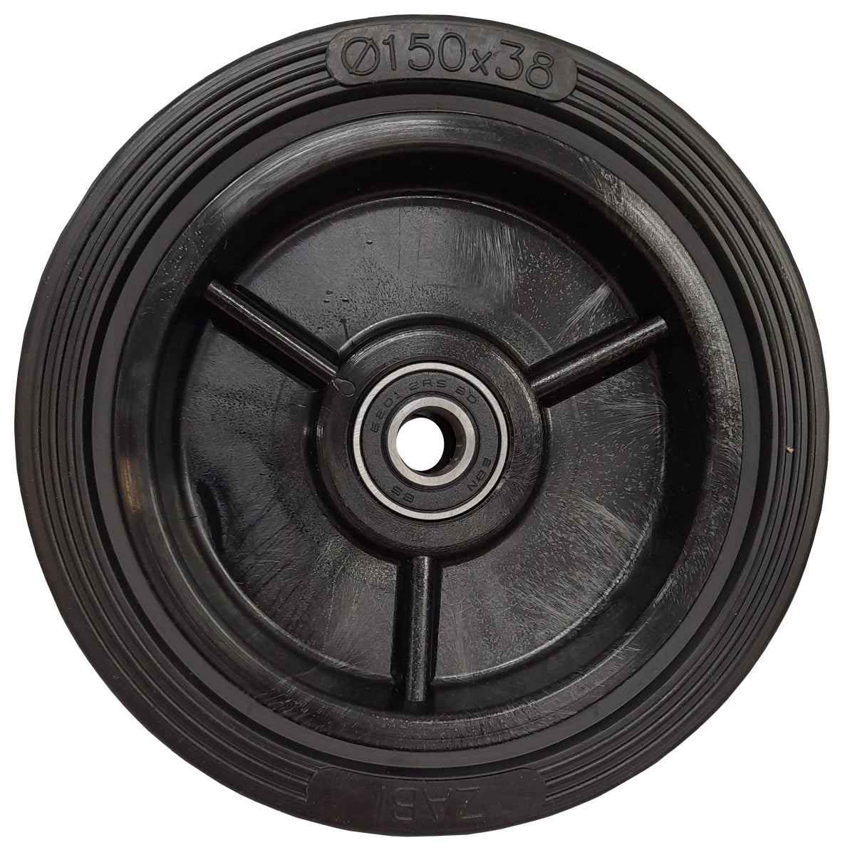 Rasenmäherrad 150 mm – Universal Ersatzrad aus Vollgummi mit Kugellager, Code: K150LL