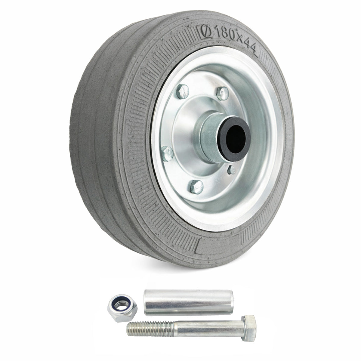 Metall-Gummiräder 180 mm mit Montage-Set – robuste Räder für Transport & Industrie Code: 51NS