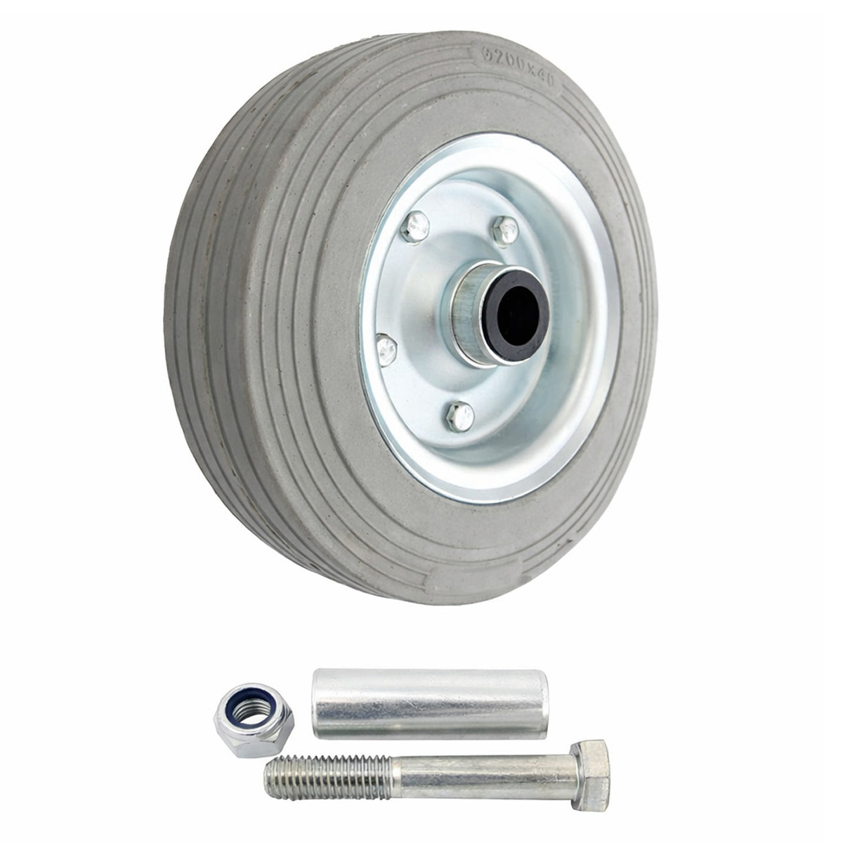 Metall-Gummiräder 200 mm mit Montage-Set – robuste Räder für Transport & Industrie Code: 61NS