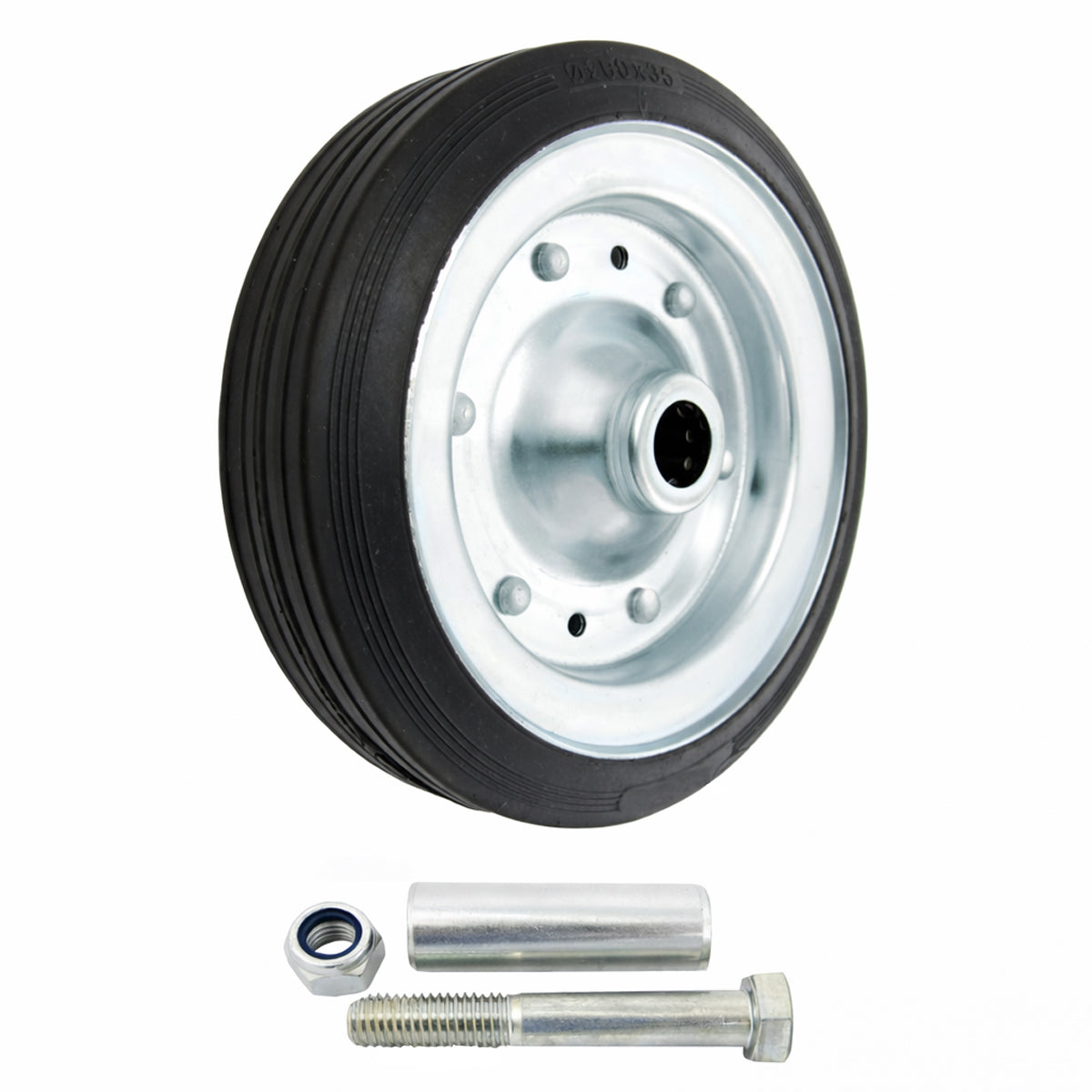 Metall-Gummiräder 200 mm mit Montage-Set – robuste Räder für Transport & Industrie Code: 61