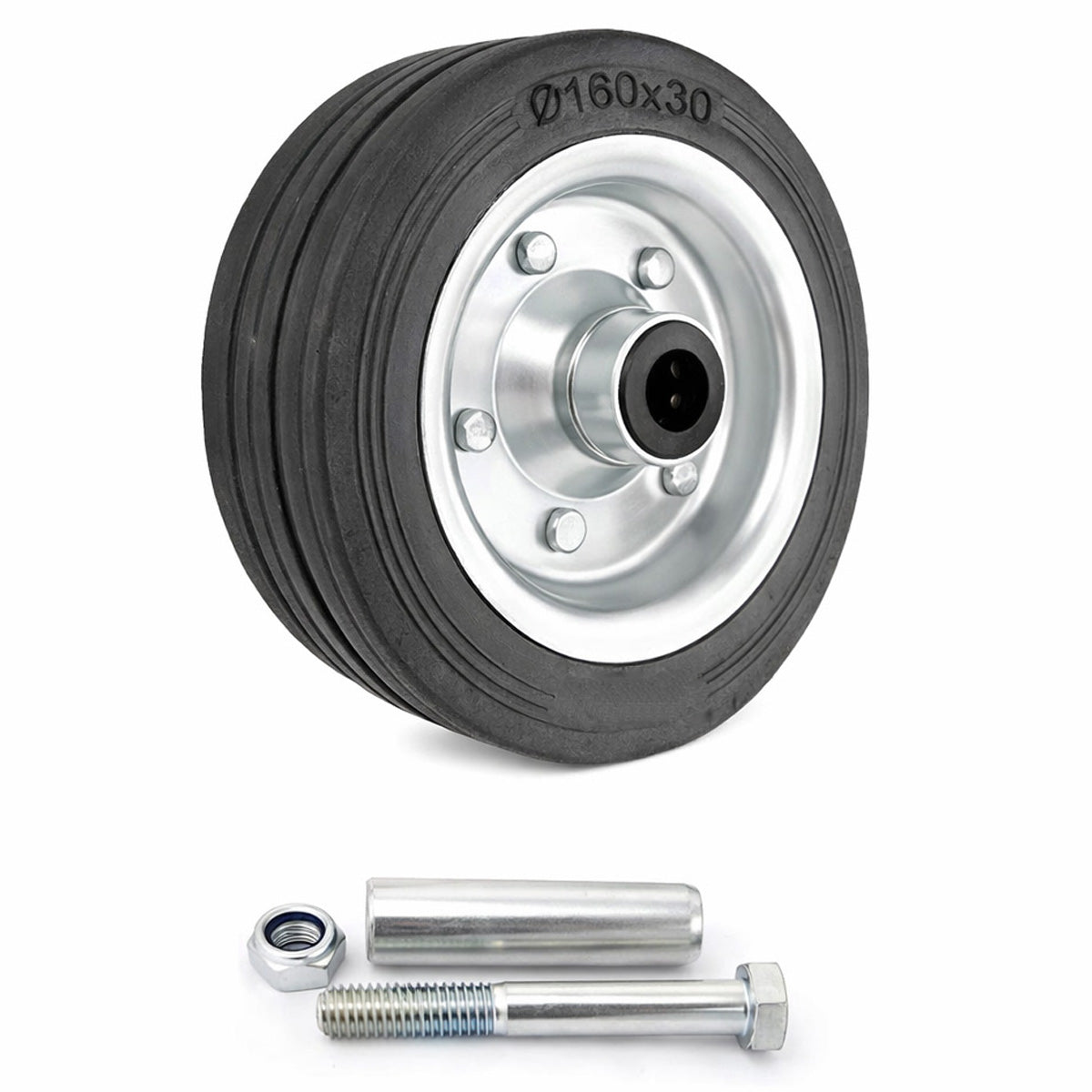 Metall-Gummiräder 160 mm mit Montage-Set – robuste Räder für Transport & Industrie Code: 41