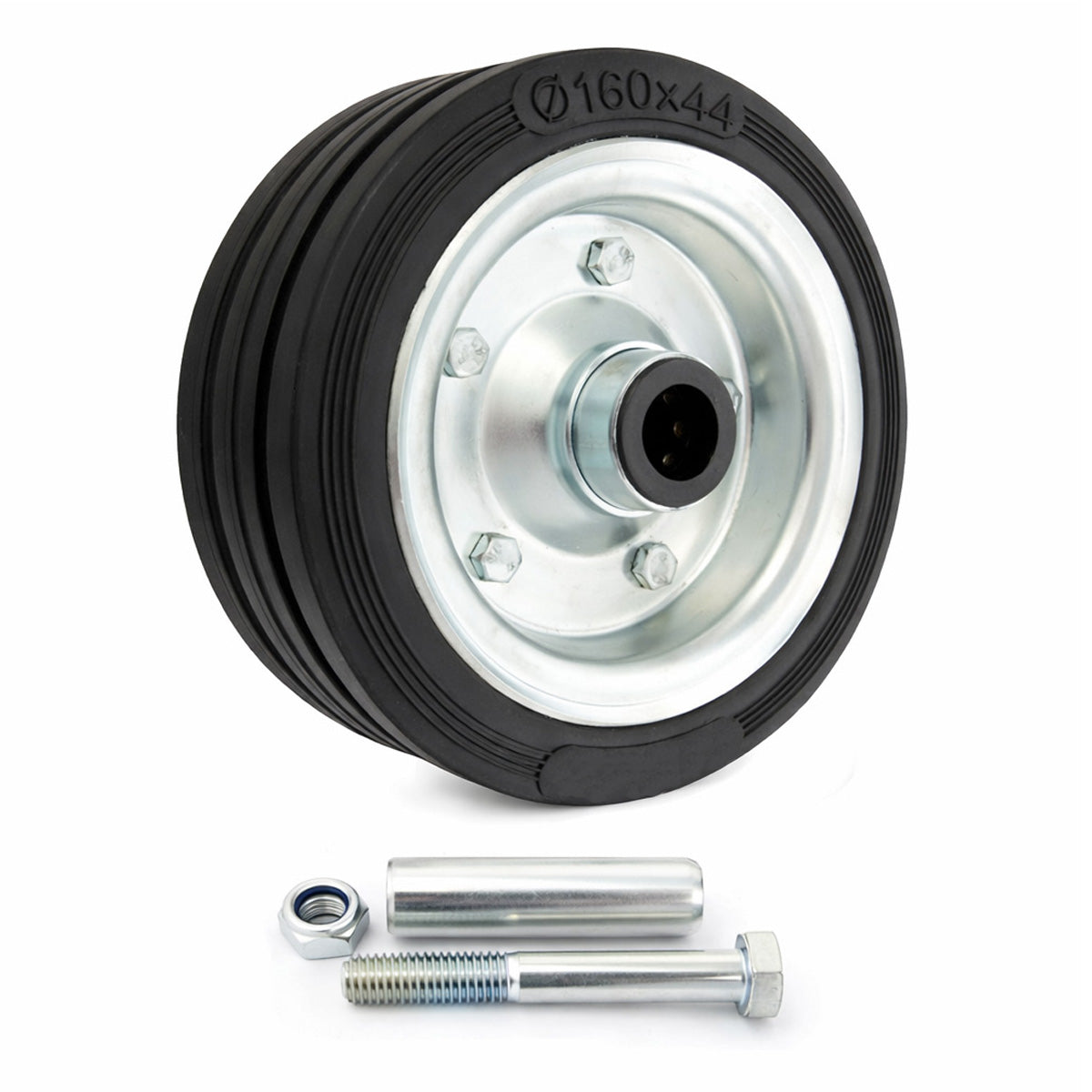 Metall-Gummiräder 160 mm mit Montage-Set – robuste Räder für Transport & Industrie Code: 41N