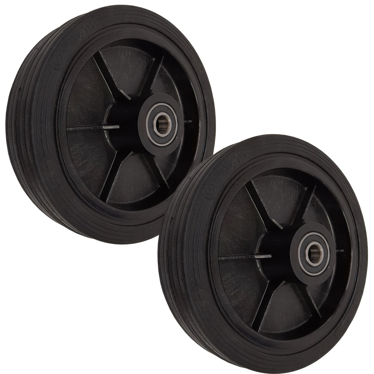 Rasenmäherrad 175 mm – Universal Ersatzrad aus Vollgummi mit Kugellager, Code: K175LL