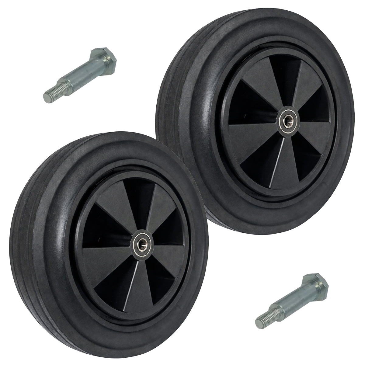 Rasenmäherrad 290 mm – Universal Ersatzrad aus Vollgummi mit Kugellager + Montage-Set, Code: K290LL*M10