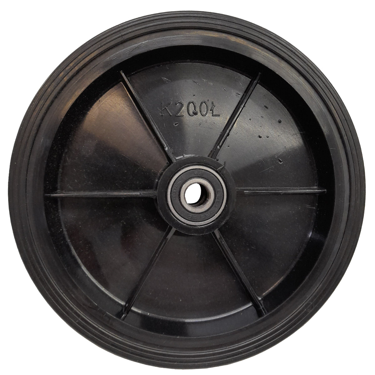 Rasenmäherrad 200 mm – Universal Ersatzrad aus Vollgummi mit Kugellager + Montage-Set, Code: K200LL*M10