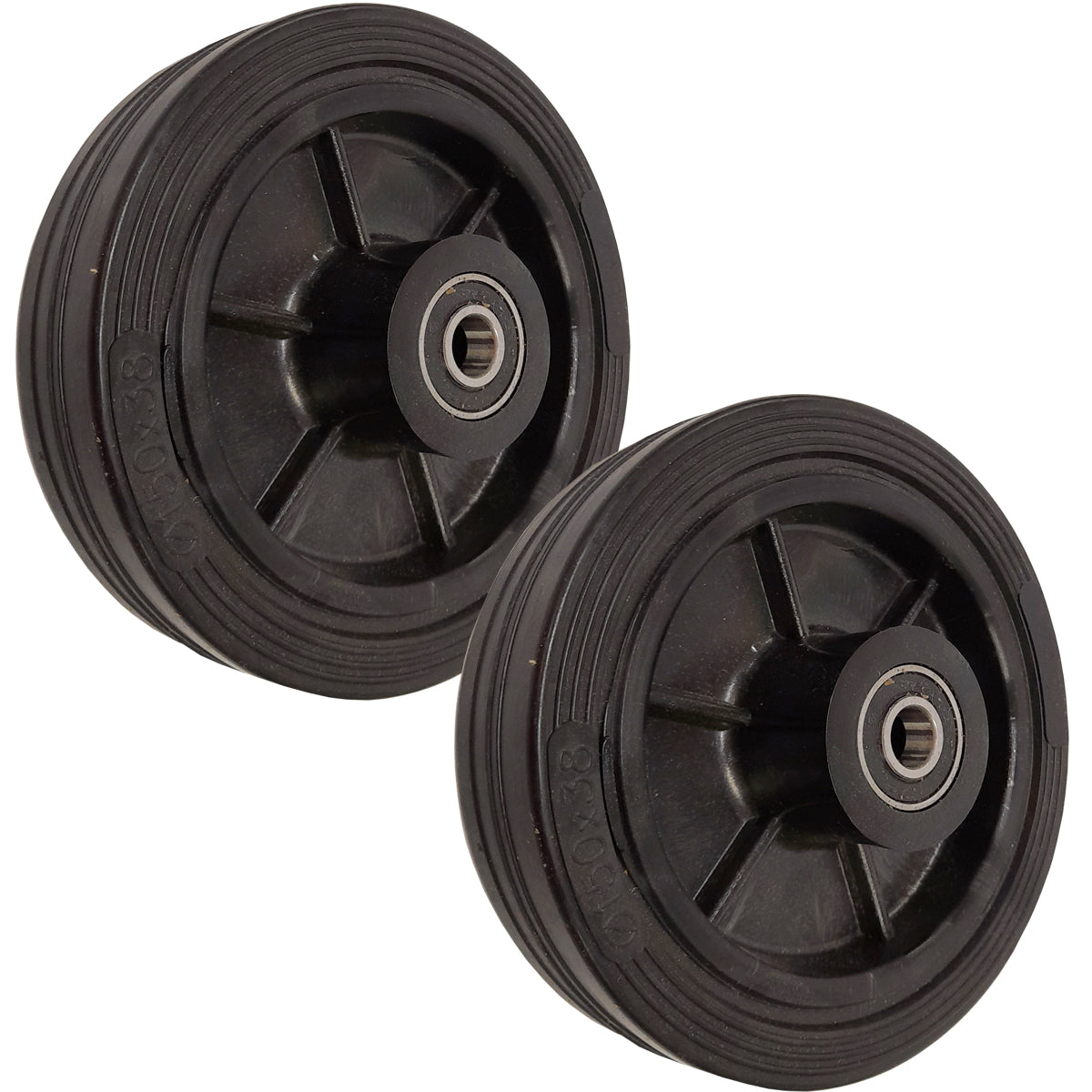 Rasenmäherrad 150 mm – Universal Ersatzrad aus Vollgummi mit Kugellager, Code: K150LL