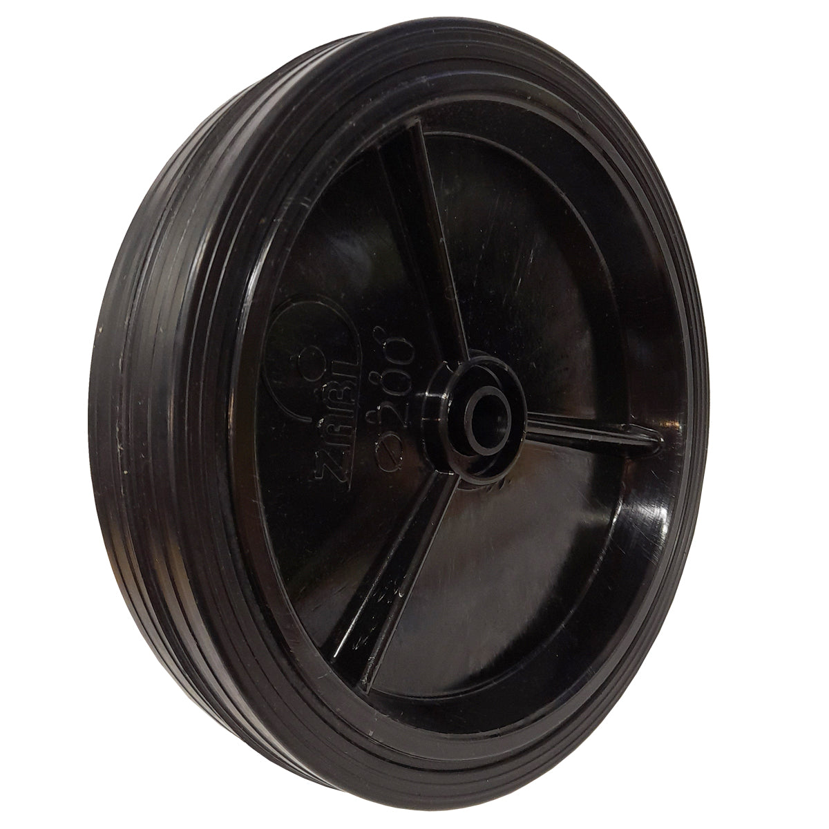 Rasenmäherrad 200 mm – Universal Ersatzrad aus Vollgummi + Montage-Set, Code: K200*M10