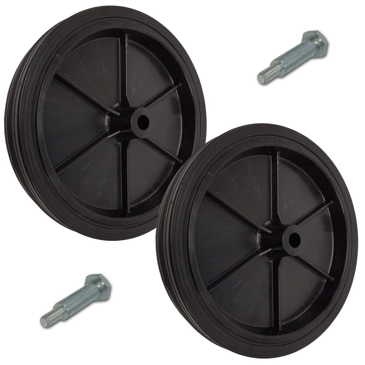 Rasenmäherrad 200 mm – Universal Ersatzrad aus Vollgummi + Montage-Set, Code: K200*M10