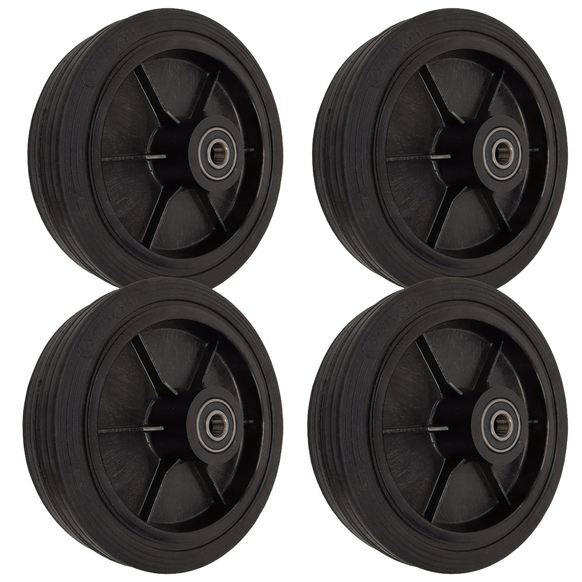 Rasenmäherrad 175 mm – Universal Ersatzrad aus Vollgummi mit Kugellager, Code: K175LL