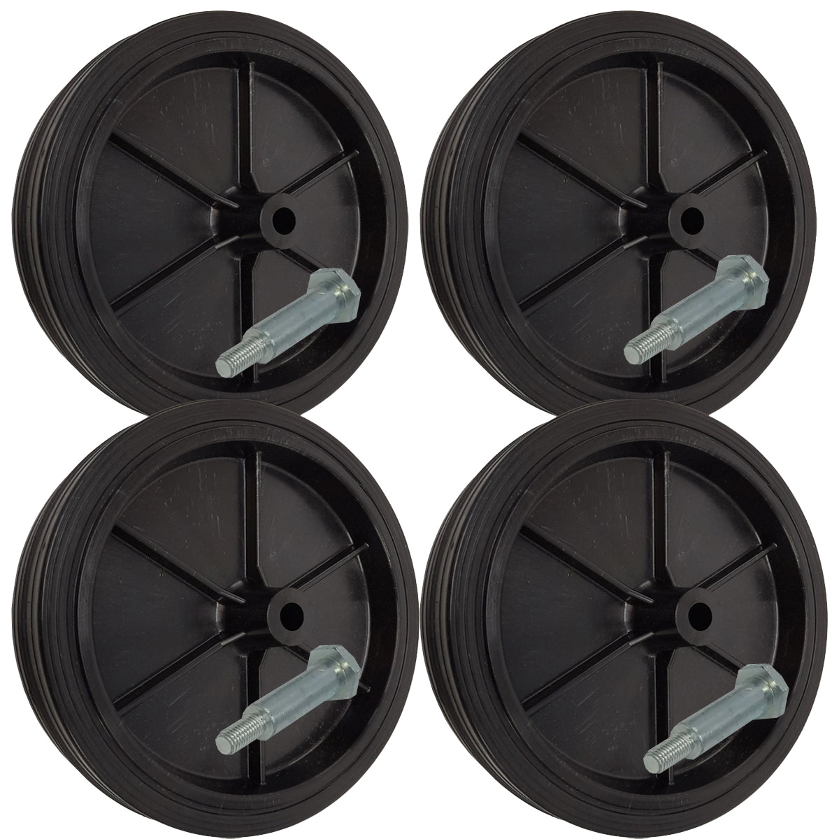 Rasenmäherrad 200 mm – Universal Ersatzrad aus Vollgummi + Montage-Set, Code: K200*M10