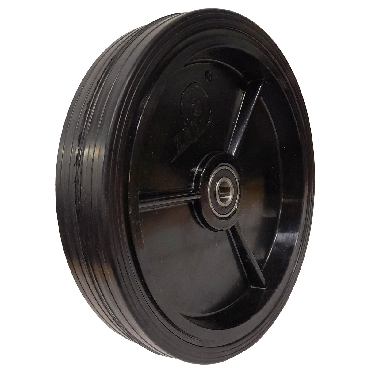 Rasenmäherrad 200 mm – Universal Ersatzrad aus Vollgummi mit Kugellager + Montage-Set, Code: K200LL*M10