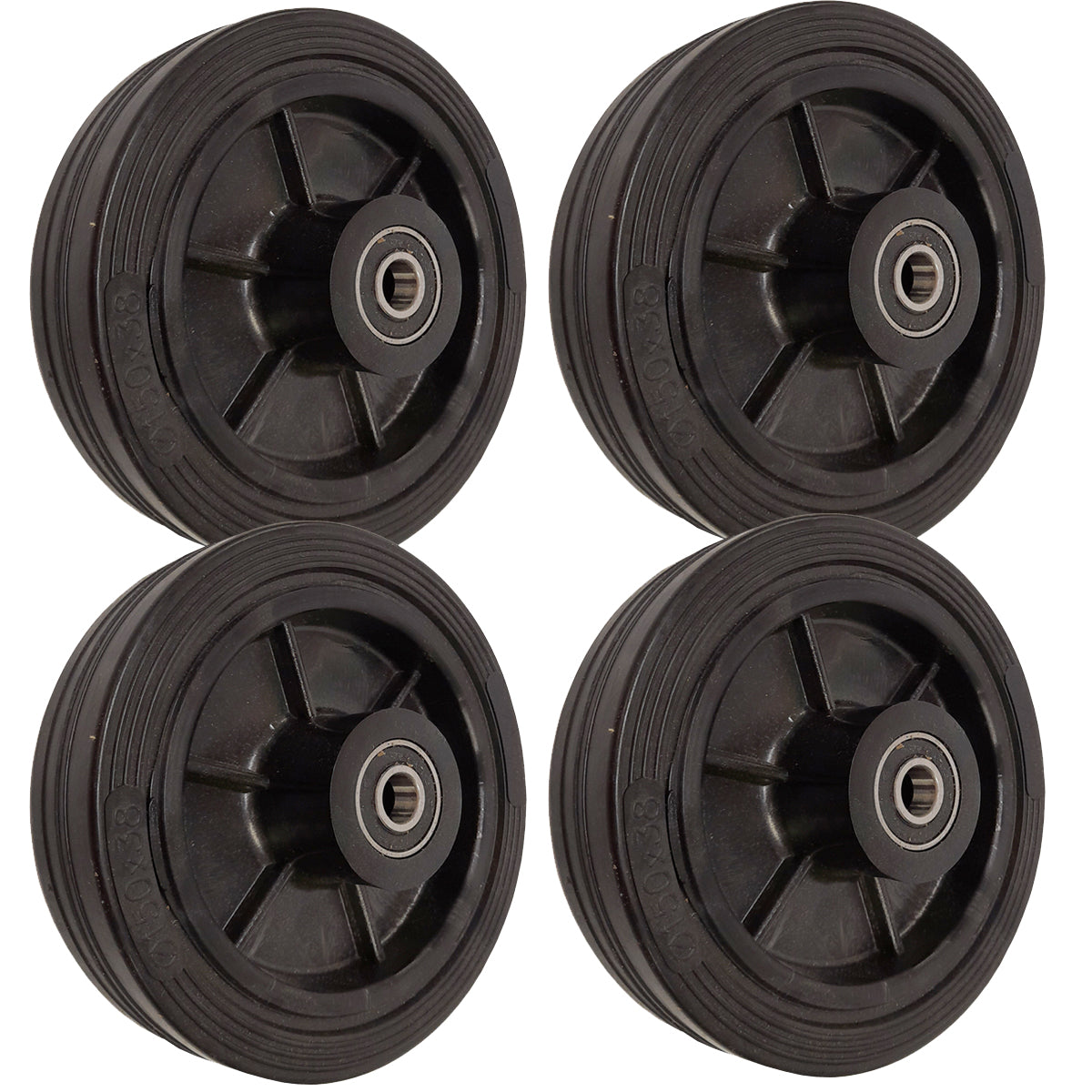 Rasenmäherrad 150 mm – Universal Ersatzrad aus Vollgummi mit Kugellager, Code: K150LL