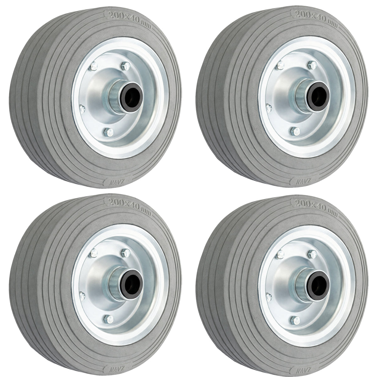 Ersatzrad Ø200 mm – Graues, nicht abfärbendes Vollgummi Industrierad für Transportwagen, Code: 60NS