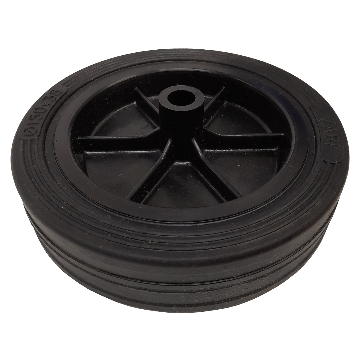 Rasenmäherrad 150 mm – Universal Ersatzrad aus Vollgummi + Montage-Set, Code: K150*M10