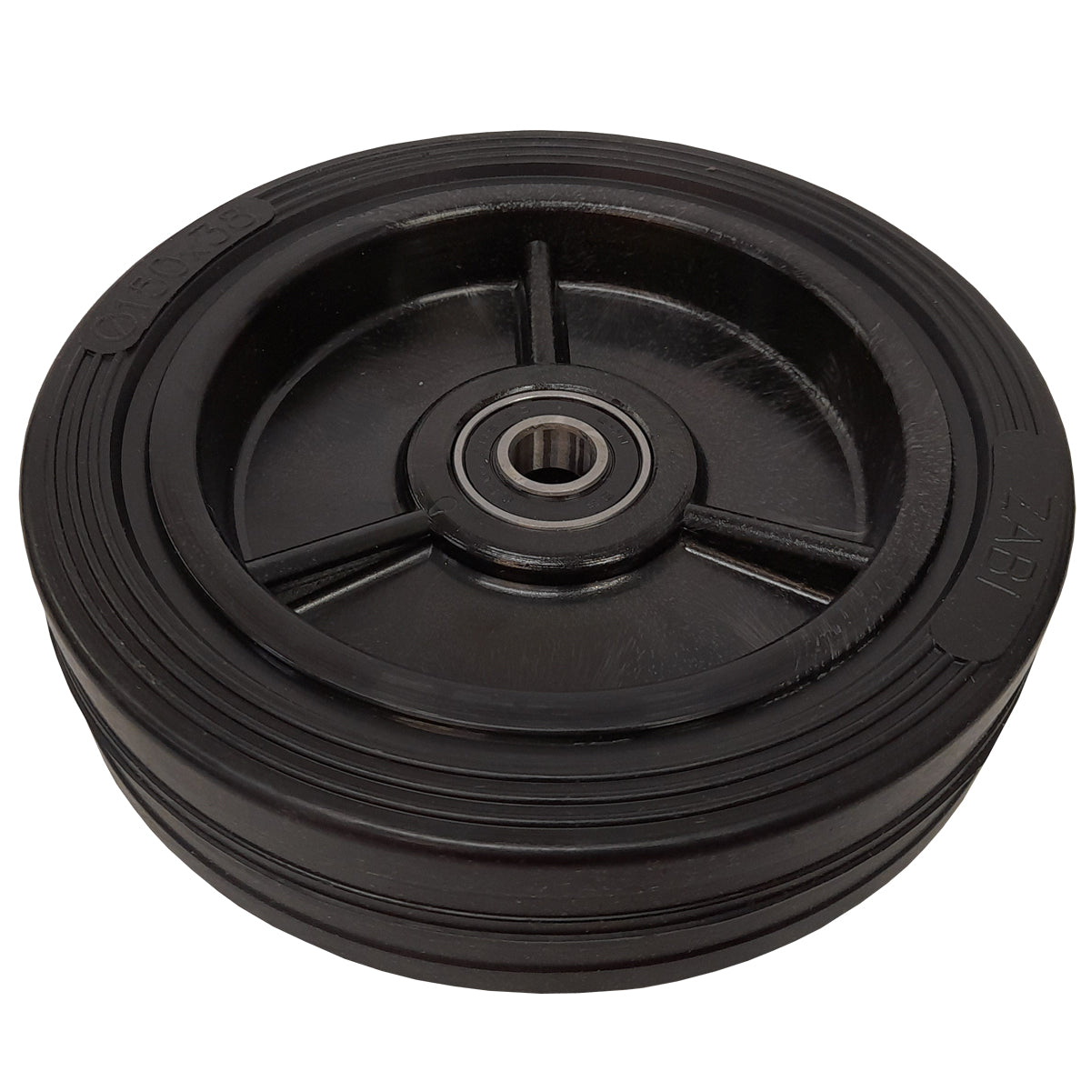 Rasenmäherrad 150 mm – Universal Ersatzrad aus Vollgummi mit Kugellager, Code: K150LL