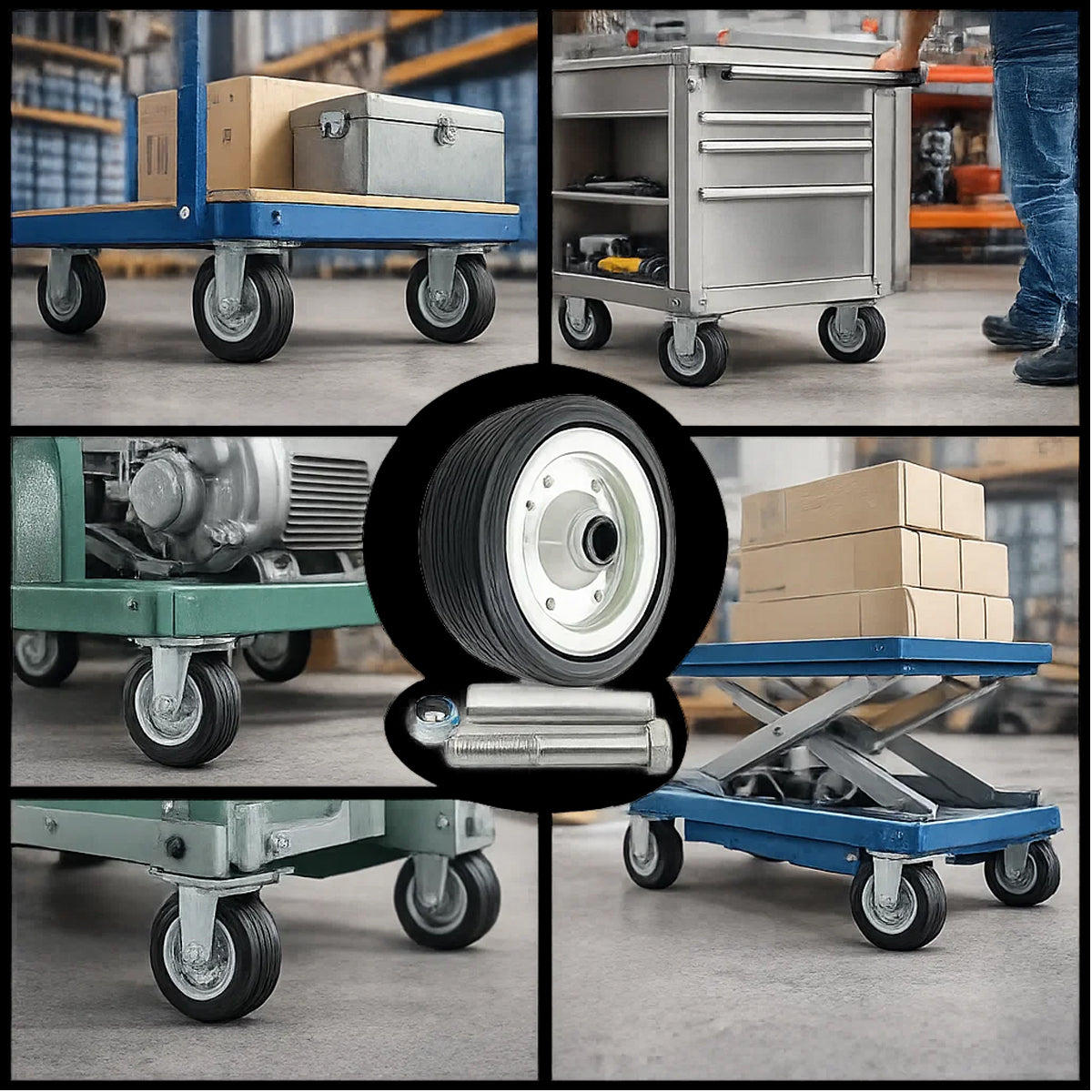 Metall-Gummiräder 200 mm mit Montage-Set – robuste Räder für Transport & Industrie Code: 61F