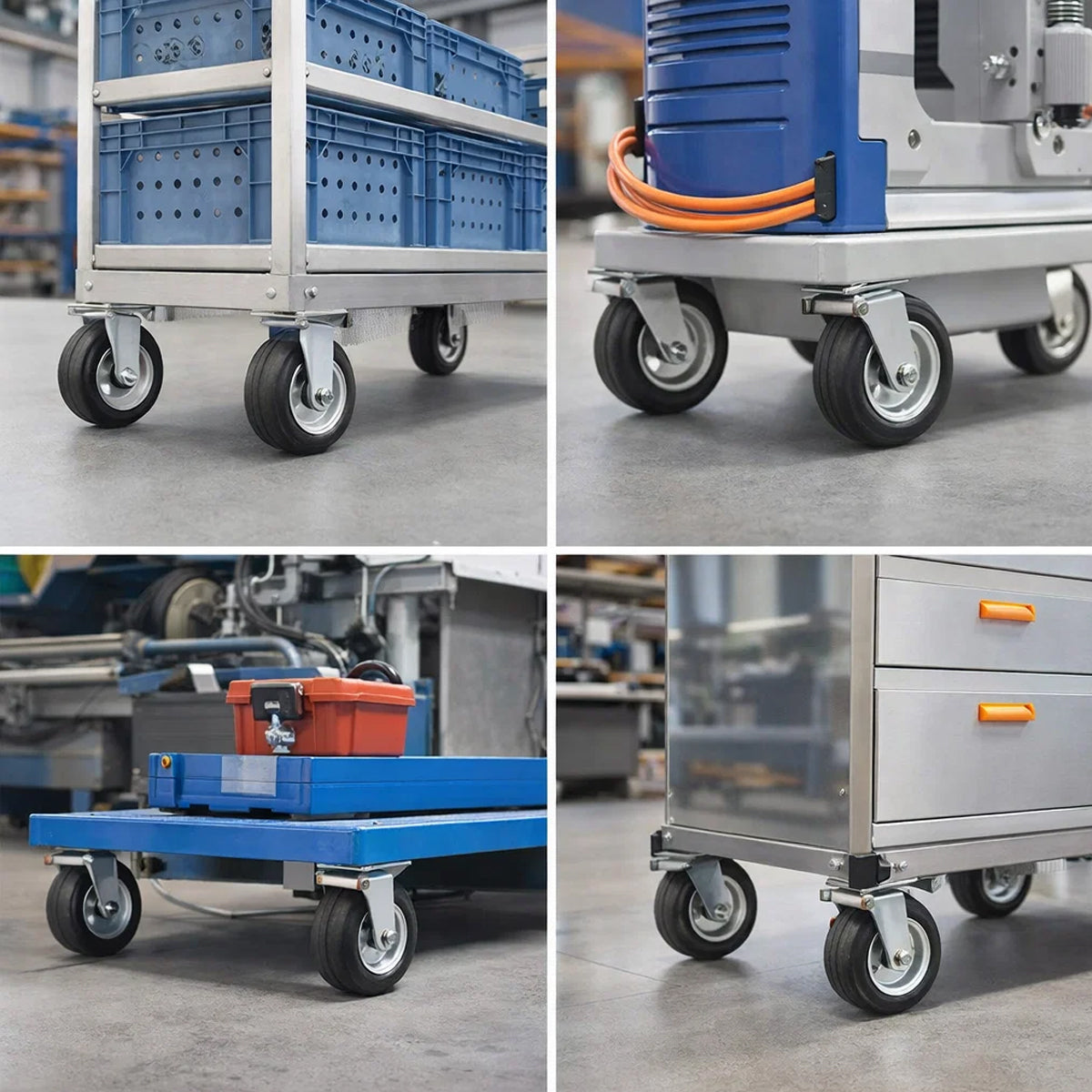 Metall-Gummiräder 200 mm mit Montage-Set – robuste Räder für Transport & Industrie Code: 61F
