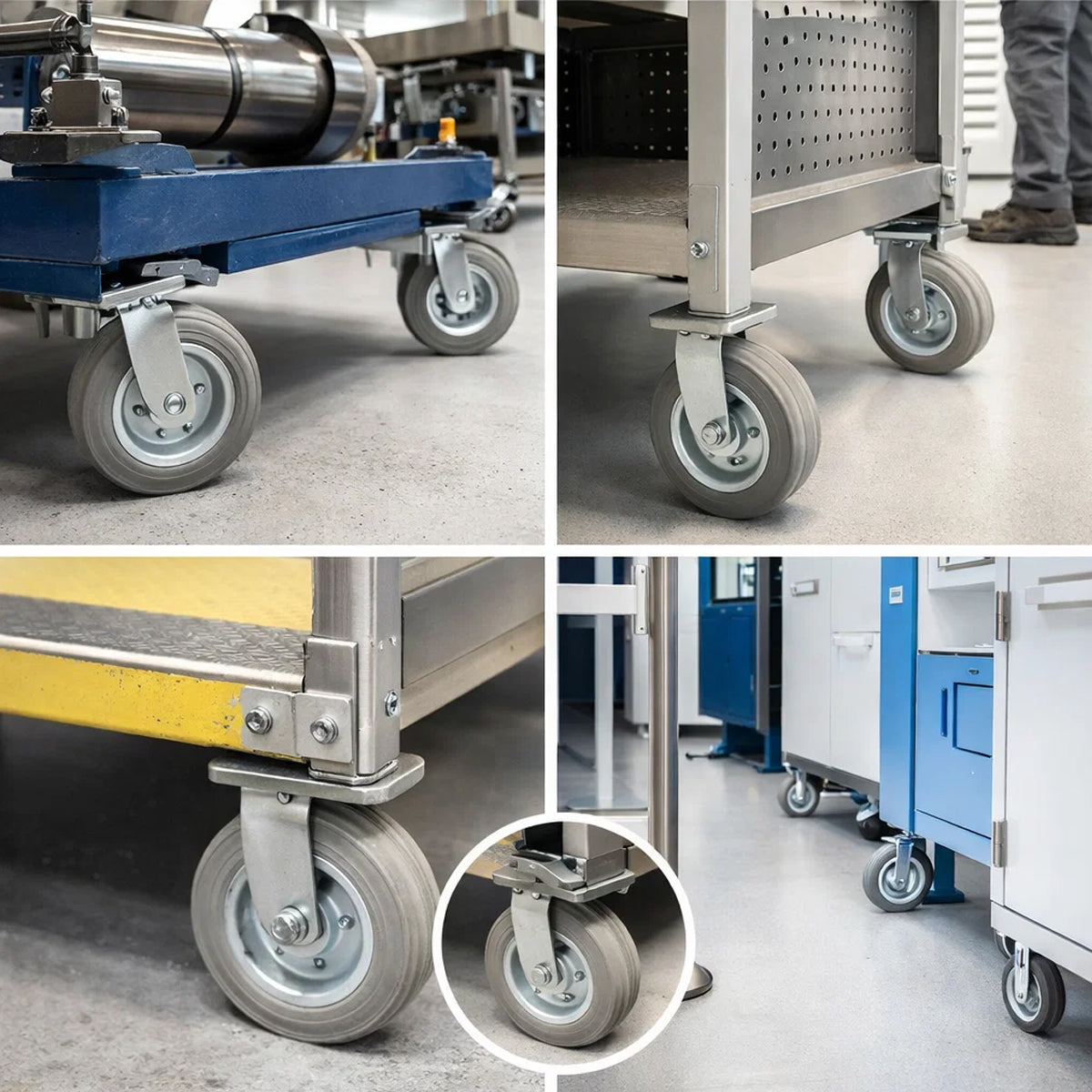 Metall-Gummiräder 200 mm mit Montage-Set – robuste Räder für Transport & Industrie Code: 61NS