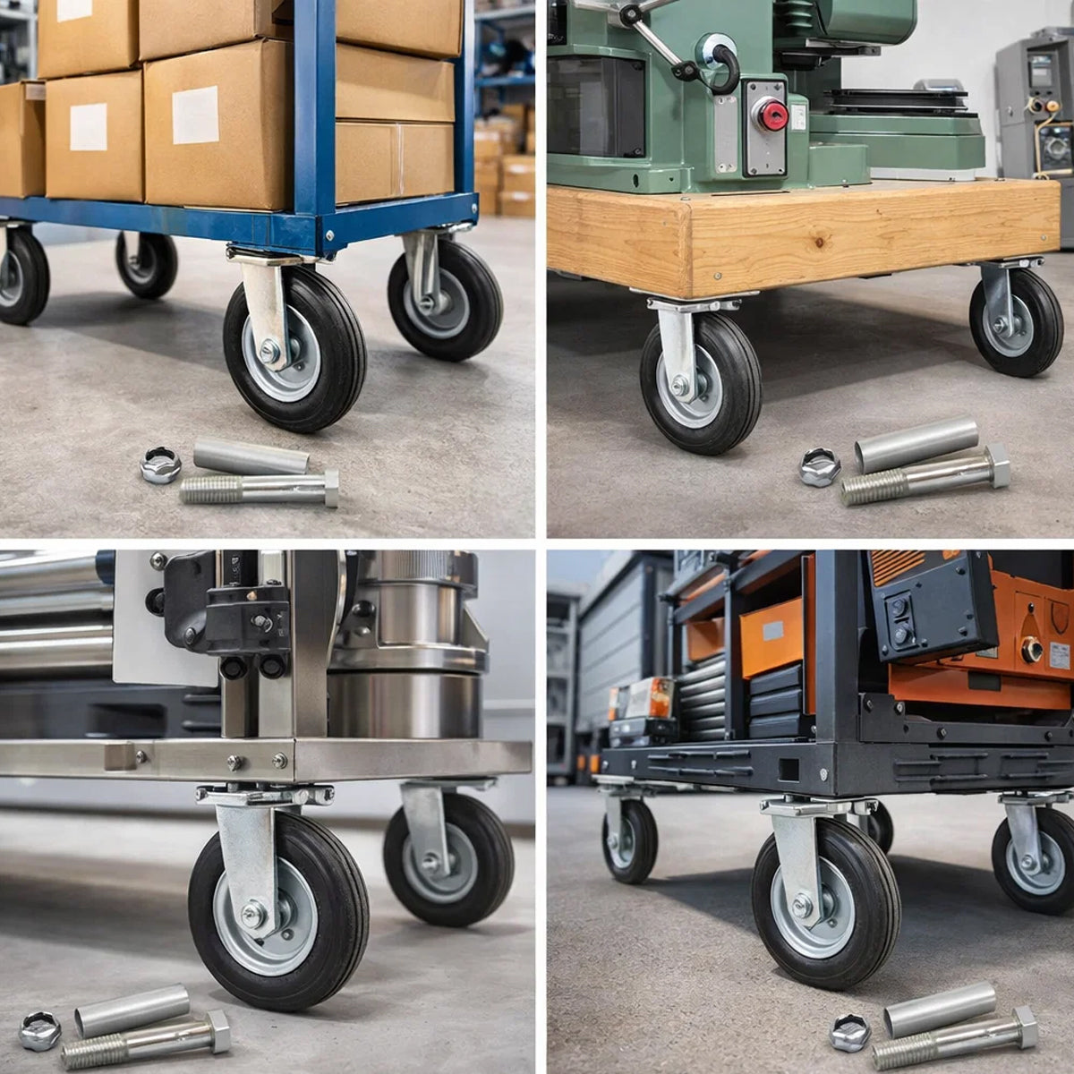 Metall-Gummiräder 200 mm mit Montage-Set – robuste Räder für Transport & Industrie Code: 61