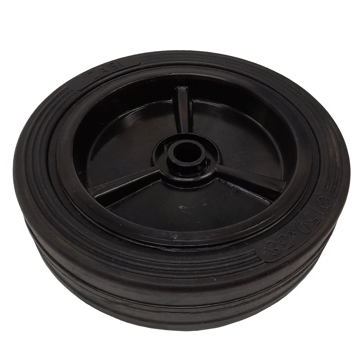 Rasenmäherrad 150 mm – Universal Ersatzrad aus Vollgummi + Montage-Set, Code: K150*M10