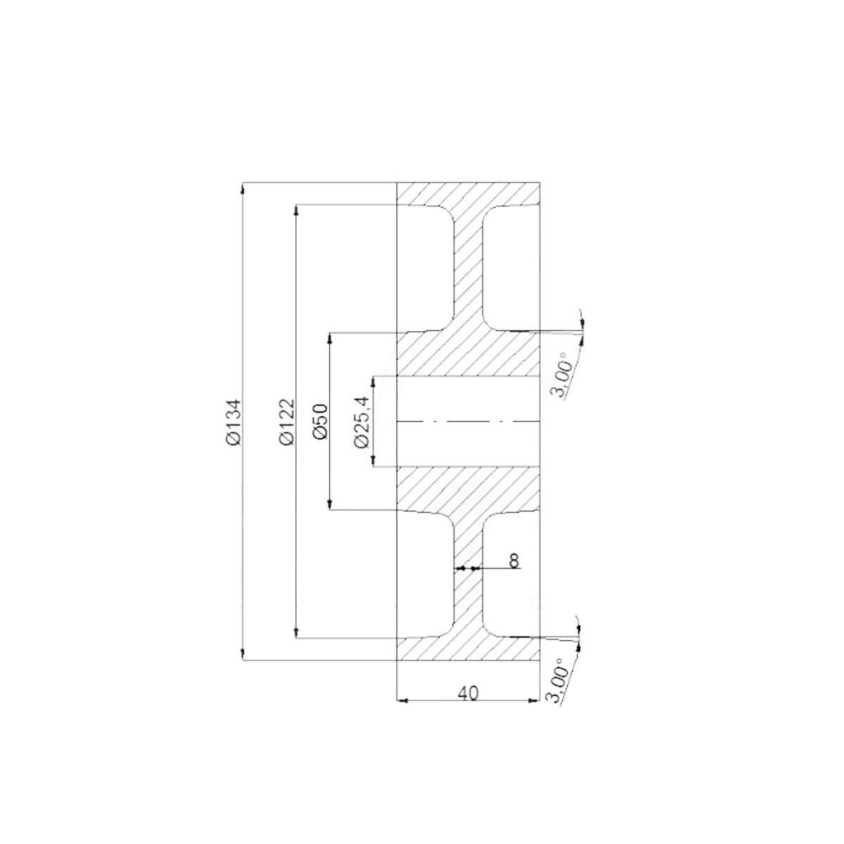 Transportrad Ø135 mm – Weißes Polyamidrad für Wagen, Code: 1359B/25